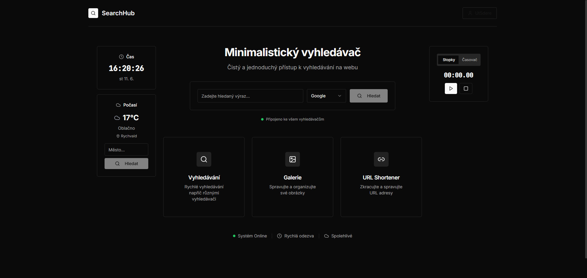 Minimalistický vyhledávač